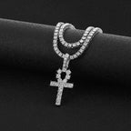 Iced Out Ankh Cross Pendant Necklace Choker Chain Necklace Jewelry nowadaysfashion