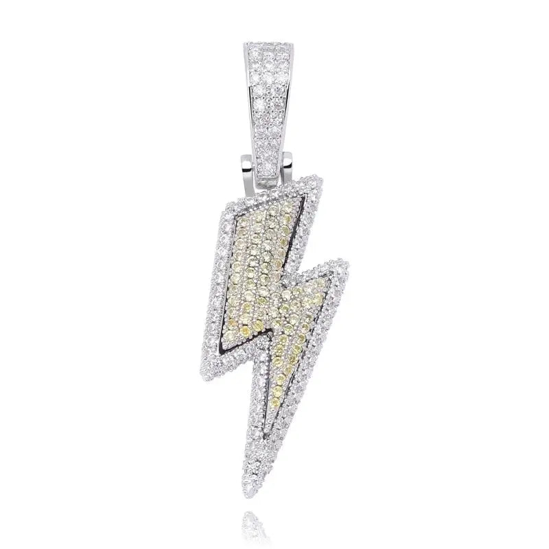 Iced Out Bling Lightning Pendants With Tennis Chain Copper Material Men's Hip Hop Jewelry Gift nowadaysfashion