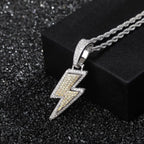 Iced Out Bling Lightning Pendants With Tennis Chain Copper Material Men's Hip Hop Jewelry Gift nowadaysfashion