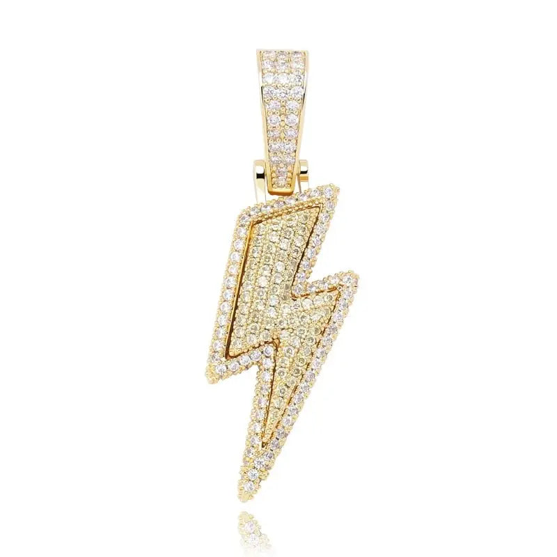 Iced Out Bling Lightning Pendants With Tennis Chain Copper Material Men's Hip Hop Jewelry Gift - Blade & Thread
