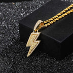 Iced Out Bling Lightning Pendants With Tennis Chain Copper Material Men's Hip Hop Jewelry Gift nowadaysfashion