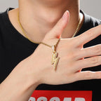 Iced Out Bling Lightning Pendants With Tennis Chain Copper Material Men's Hip Hop Jewelry Gift nowadaysfashion
