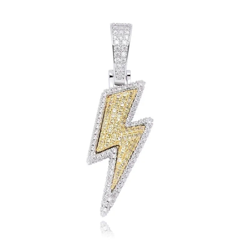 Iced Out Bling Lightning Pendants With Tennis Chain Copper Material Men's Hip Hop Jewelry Gift - Blade & Thread