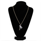 Iced Out Praying Hand Pendant Necklace With Cross Gold Silver Color Hip Hop Necklace nowadaysfashion