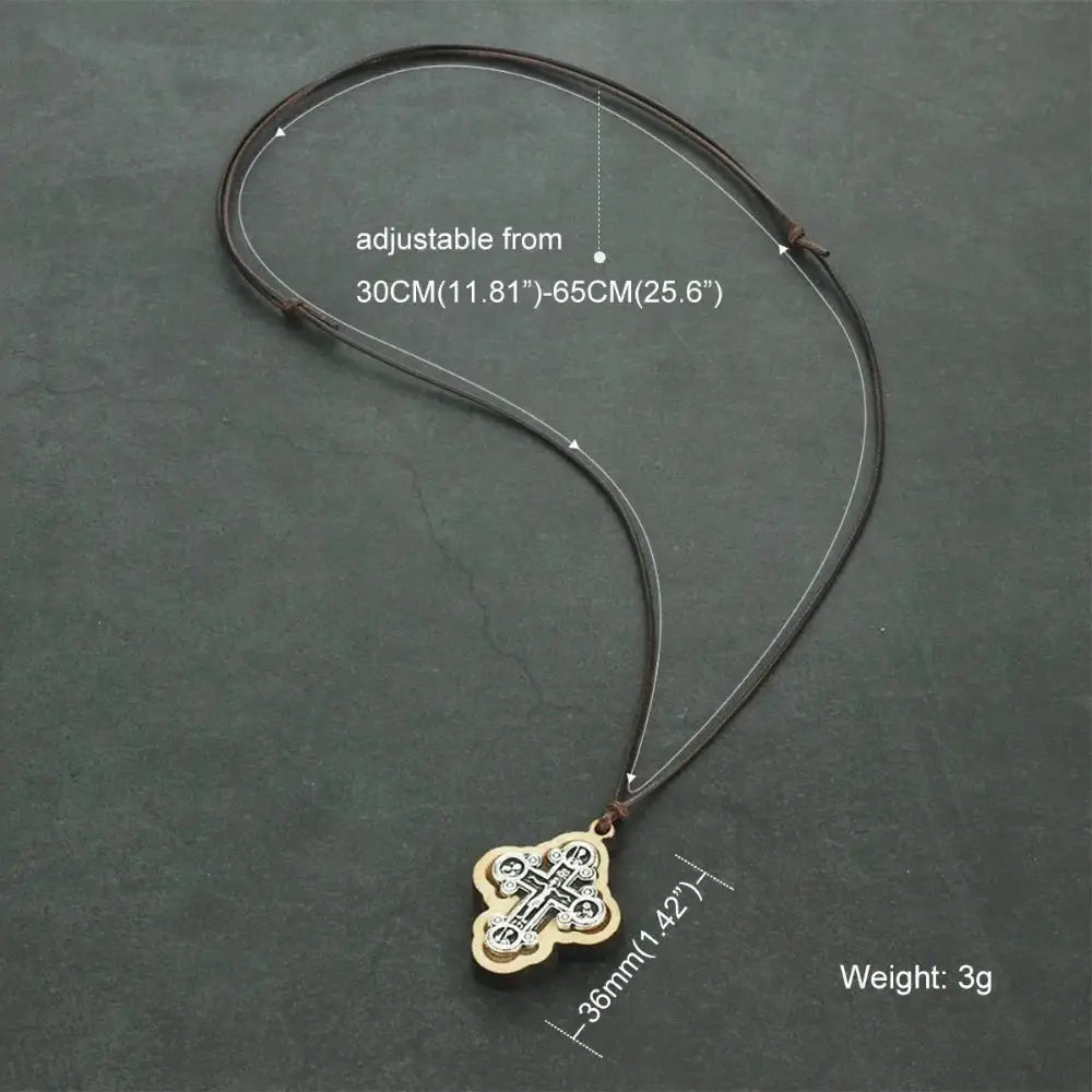 ICXC Wooden Saint Cross Pendant Necklaces - Blade & Thread