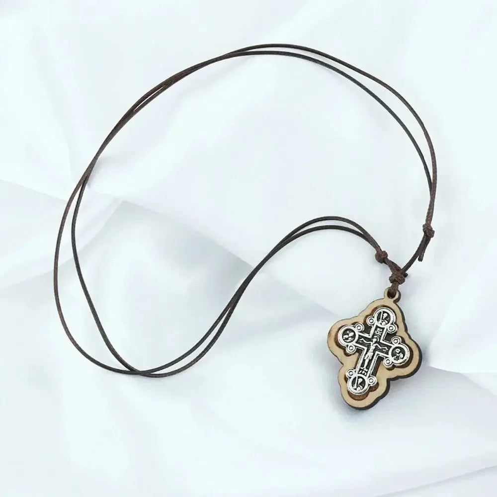 ICXC Wooden Saint Cross Pendant Necklaces - Blade & Thread