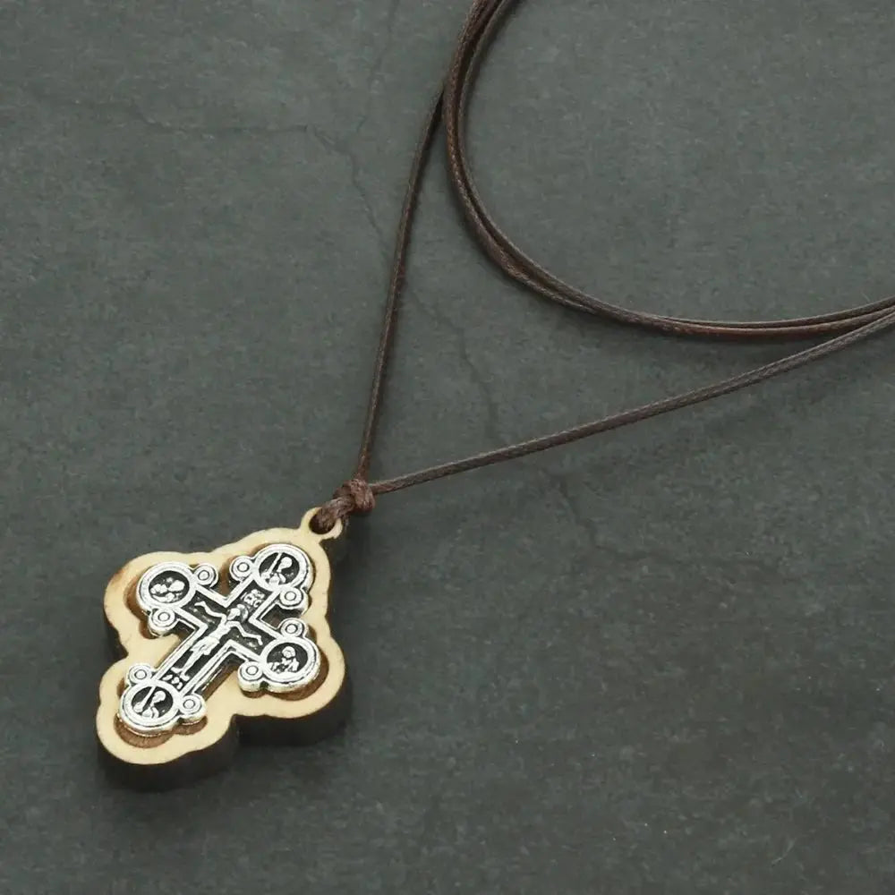 ICXC Wooden Saint Cross Pendant Necklaces - Blade & Thread