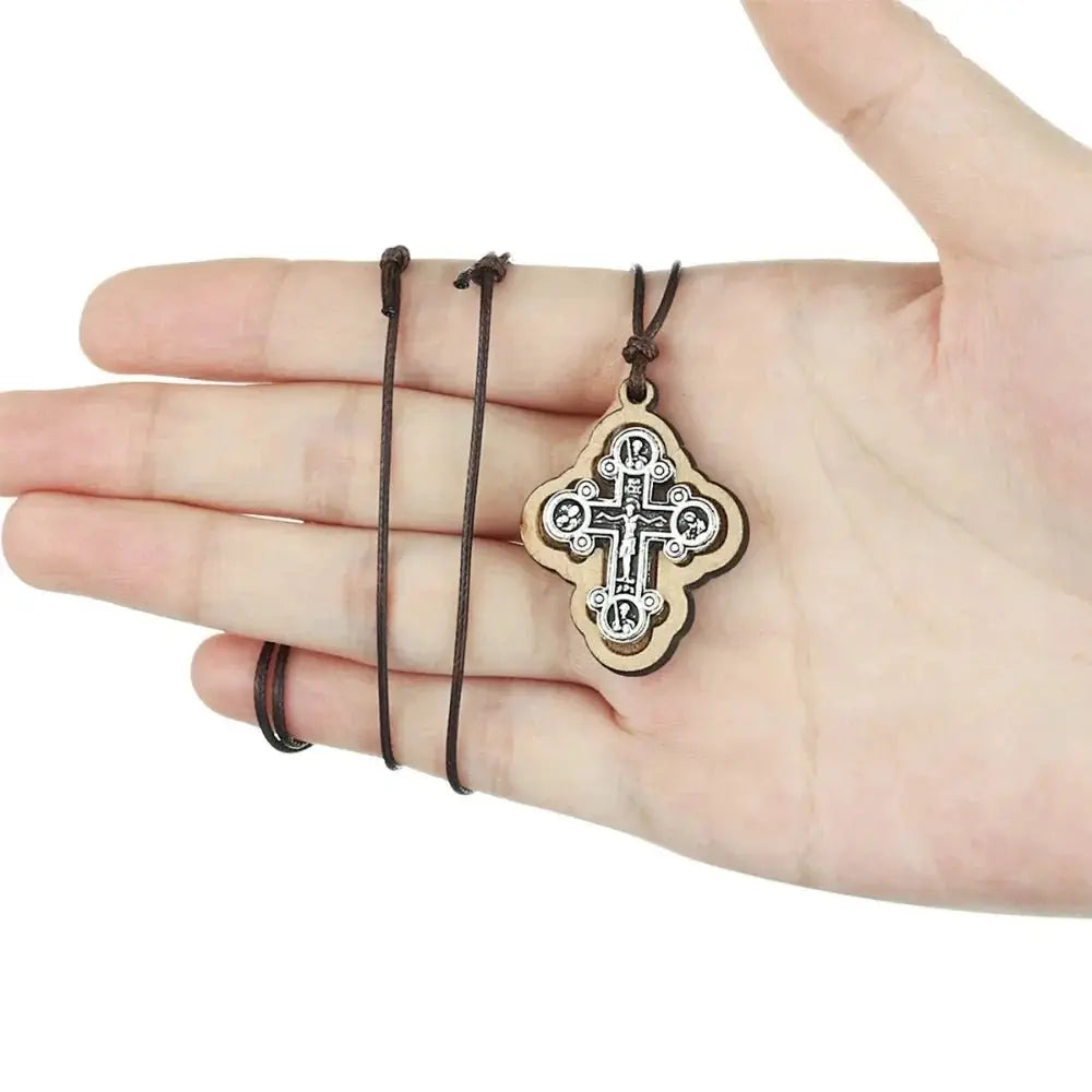 ICXC Wooden Saint Cross Pendant Necklaces - Blade & Thread