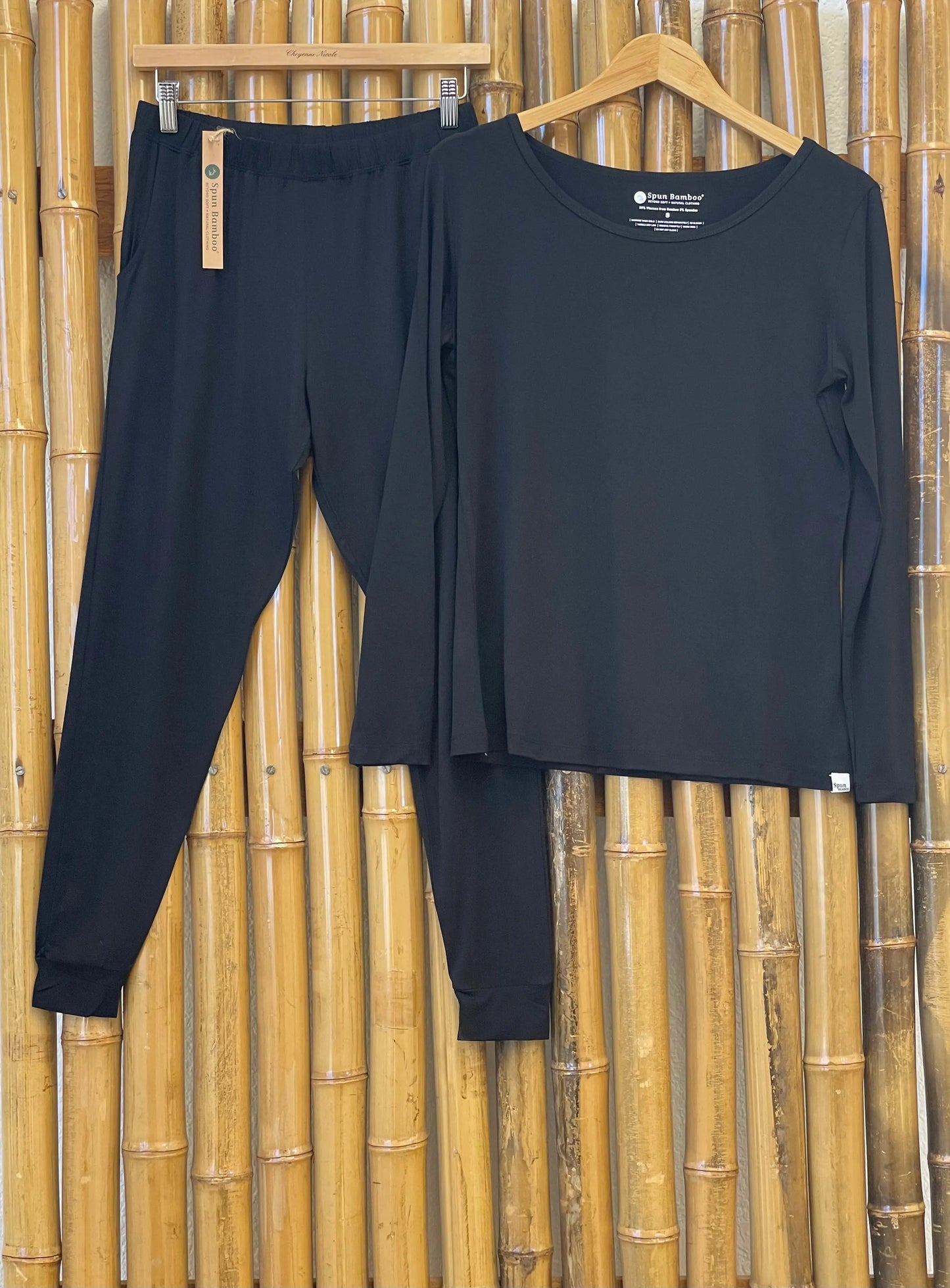 Women's Bamboo Lounge Set - Long Sleeve T-Shirt and Jogger Pants Spun Bamboo