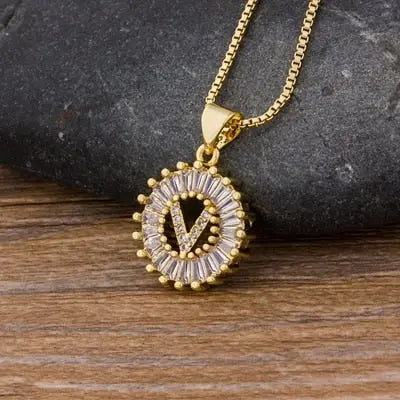 Initial Letter Necklace 26 Letters Charm Gold Name Necklace Pendant nowadaysfashion