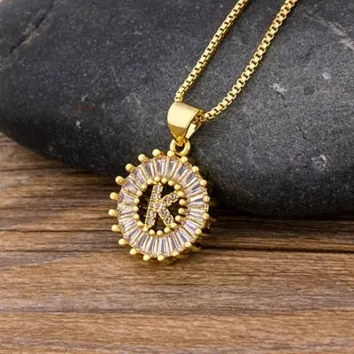 Initial Letter Necklace 26 Letters Charm Gold Name Necklace Pendant nowadaysfashion