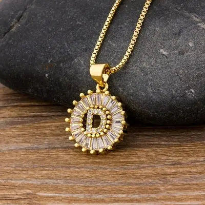 Initial Letter Necklace 26 Letters Charm Gold Name Necklace Pendant nowadaysfashion