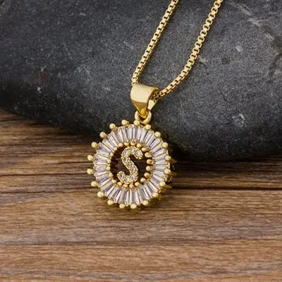 Initial Letter Necklace 26 Letters Charm Gold Name Necklace Pendant nowadaysfashion