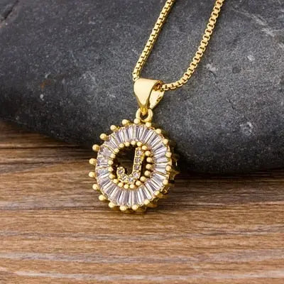 Initial Letter Necklace 26 Letters Charm Gold Name Necklace Pendant nowadaysfashion