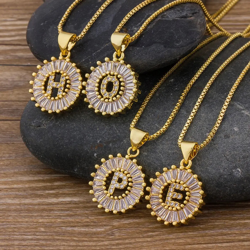 Initial Letter Necklace 26 Letters Charm Gold Name Necklace Pendant nowadaysfashion