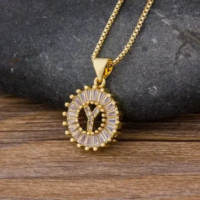 Initial Letter Necklace 26 Letters Charm Gold Name Necklace Pendant nowadaysfashion