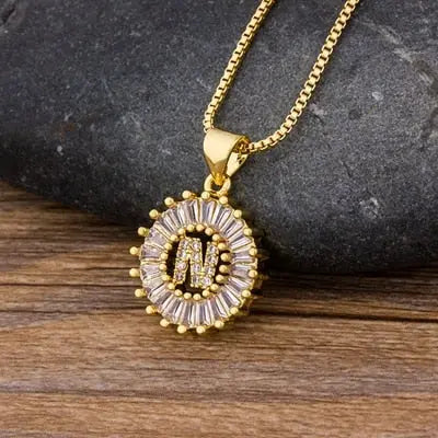 Initial Letter Necklace 26 Letters Charm Gold Name Necklace Pendant nowadaysfashion