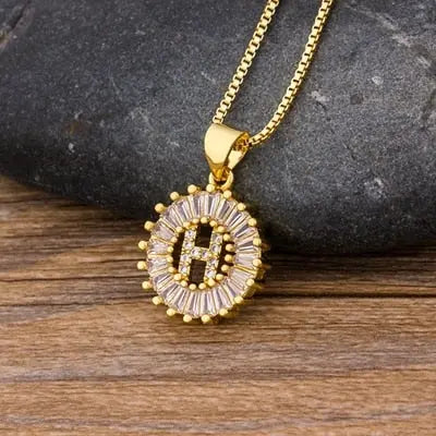 Initial Letter Necklace 26 Letters Charm Gold Name Necklace Pendant nowadaysfashion