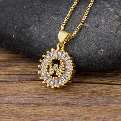 Initial Letter Necklace 26 Letters Charm Gold Name Necklace Pendant nowadaysfashion