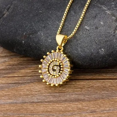 Initial Letter Necklace 26 Letters Charm Gold Name Necklace Pendant nowadaysfashion