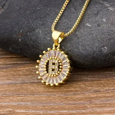 Initial Letter Necklace 26 Letters Charm Gold Name Necklace Pendant nowadaysfashion