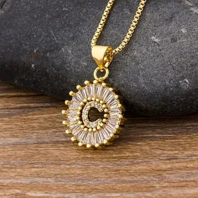 Initial Letter Necklace 26 Letters Charm Gold Name Necklace Pendant nowadaysfashion