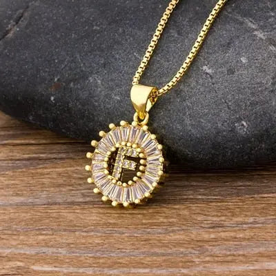 Initial Letter Necklace 26 Letters Charm Gold Name Necklace Pendant nowadaysfashion