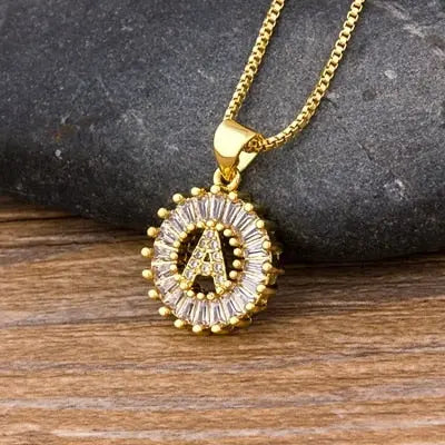 Initial Letter Necklace 26 Letters Charm Gold Name Necklace Pendant nowadaysfashion
