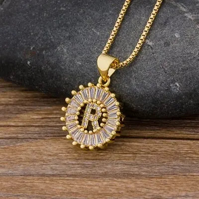 Initial Letter Necklace 26 Letters Charm Gold Name Necklace Pendant nowadaysfashion