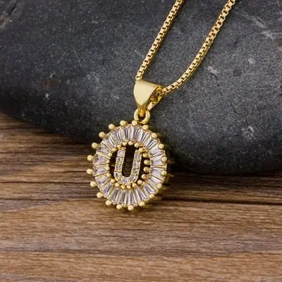 Initial Letter Necklace 26 Letters Charm Gold Name Necklace Pendant nowadaysfashion