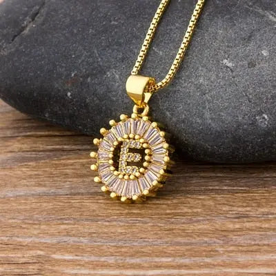 Initial Letter Necklace 26 Letters Charm Gold Name Necklace Pendant nowadaysfashion