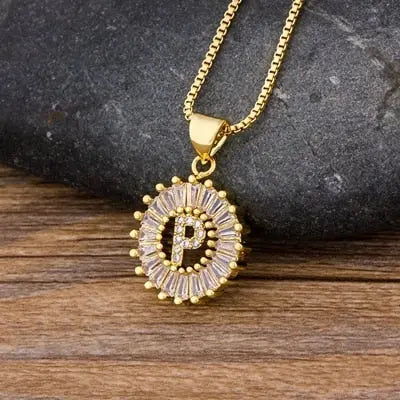 Initial Letter Necklace 26 Letters Charm Gold Name Necklace Pendant nowadaysfashion