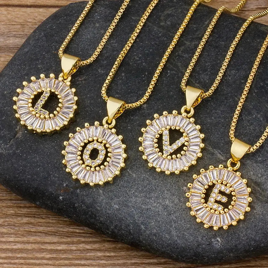 Initial Letter Necklace 26 Letters Charm Gold Name Necklace Pendant nowadaysfashion