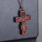 INRI red and black wood cross necklace rope chain religious nowadaysfashion
