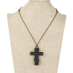 INRI red and black wood cross necklace rope chain religious nowadaysfashion