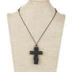 INRI red and black wood cross necklace rope chain religious nowadaysfashion