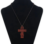 INRI red and black wood cross necklace rope chain religious nowadaysfashion