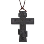 INRI red and black wood cross necklace rope chain religious nowadaysfashion