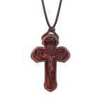 INRI red and black wood cross necklace rope chain religious nowadaysfashion