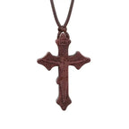 INRI red and black wood cross necklace rope chain religious nowadaysfashion