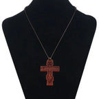INRI red and black wood cross necklace rope chain religious nowadaysfashion