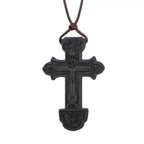 INRI red and black wood cross necklace rope chain religious nowadaysfashion