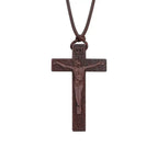 INRI red and black wood cross necklace rope chain religious nowadaysfashion