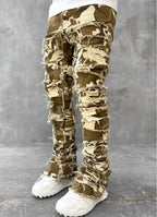 Ins Fringes Ripped Trousers Individual Patched Pants Long Tight Fit Stacked Jeans for Mens Clothing Blade & Thread
