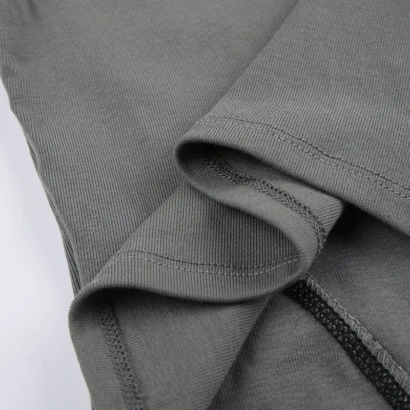 Invisible Zipper Stand Collar Short Sleeve Top Slim Fit Bottom T-Shirt - Blade & Thread