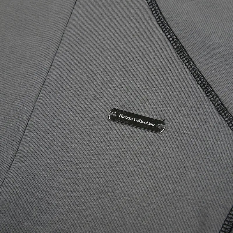 Invisible Zipper Stand Collar Short Sleeve Top Slim Fit Bottom T-Shirt nowadaysfashion