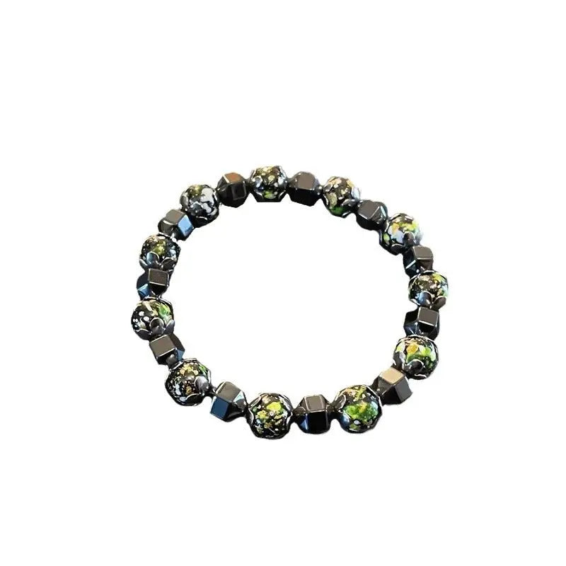 Irregular black gallstone stitching bracelet - Blade & Thread