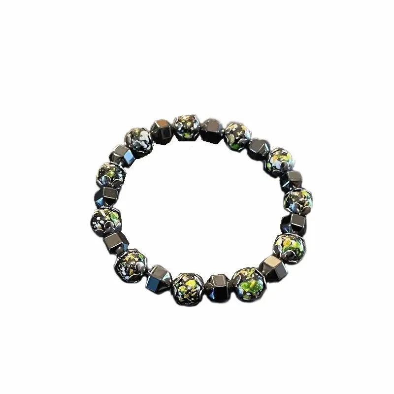 Irregular black gallstone stitching bracelet - Blade & Thread