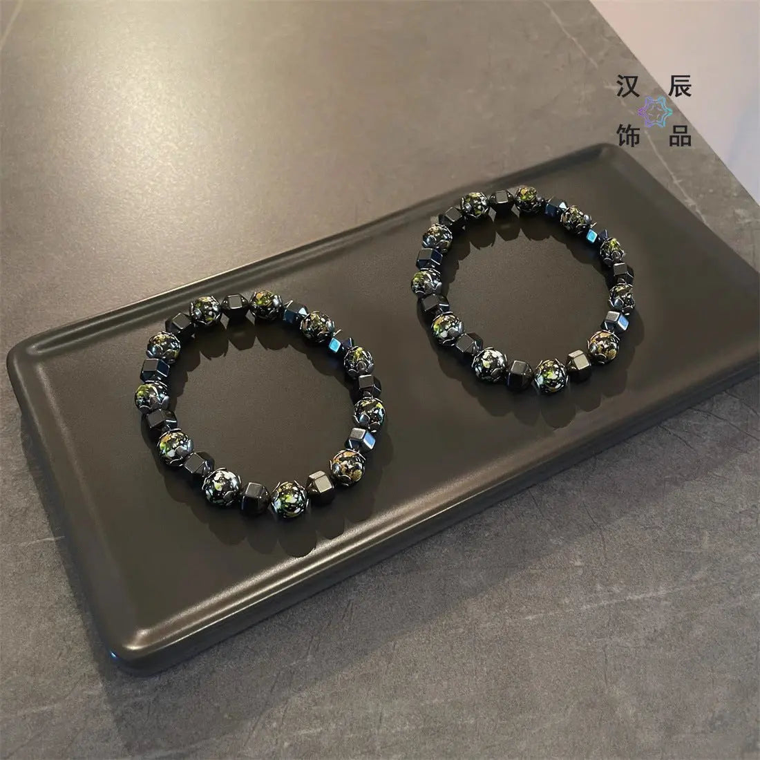 Irregular black gallstone stitching bracelet nowadaysfashion