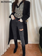 Irregular Ripped Holes Women Pencil Denim Jeans Stylish High Waist Stretched nowadaysfashion